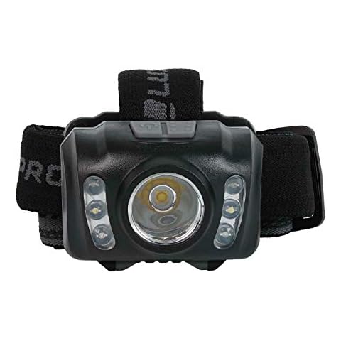 LUXPRO LP345V2 Extended Runtime Multi-function Multi-color Headlamp, 303 Lumens, 3 AAA, White/Red/Green Flood Lights, Non-slip Headband Cover