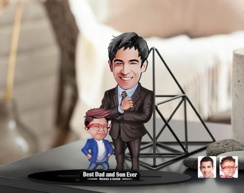 Image of THE GRANDEUR Personalized Father's Day Gift Caricature - for Dad, Papa, Dadaji | Unique Gift for Daddy, Grandpa, Husband from Son Daughter (Design 7)