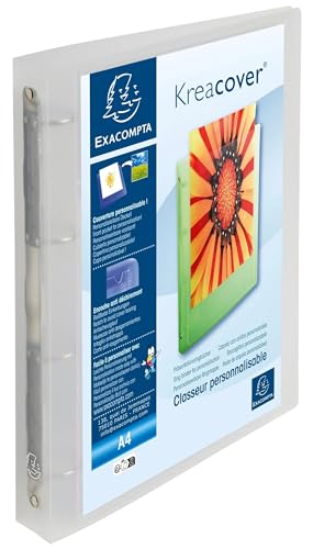 Exacompta Krea Cover A4+ 1mm Thickness 40mm Spine Polypropylene 4-Ring Binder Clear – Pack of 12