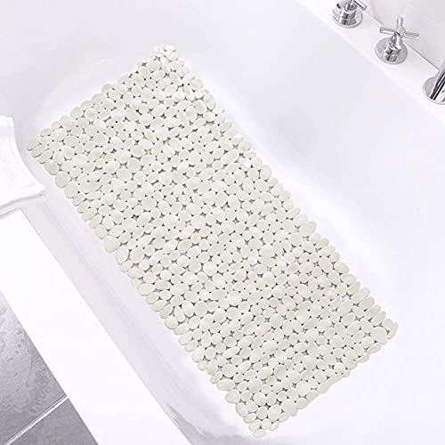 Marsheepy Rutschfeste Badewannenmatte mit Kieselsteinen, extra große Badematte mit Saugnäpfen und Ablauflöchern für Badezimmer, maschinenwaschbar, 88 x 40 cm (beige) Cover
