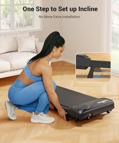 THERUN Walking Pad with Incline, Portable Mini Manual Incline Treadmills for Home/Office, Walking Pad Treadmill 2.5HP, Walking Jogging Machine with 300 lbs Weight Capacity Remote Control LED Display
