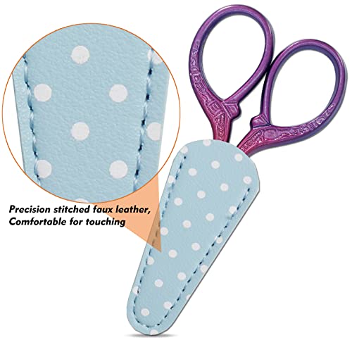 Hisuper 3.6 Inch Sewing Crafting Scissors Stainless Steel Embroidery Scissors With Leather Scissors Cover For Cross Stitch Cutting Paper Handcraft Craft Art Work Diy Tool #TOP2