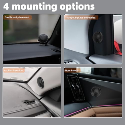 Image of Upgraded 1-Inch Car Tweeters - 240W Neodymium Silk Dome High-Frequency Super Tweeters with Built-in Crossover & Bass Blocker - 4-Ohm, Flush /Surface Mount Kit for Crisp Highs - Easy Install Black