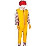 AudMsier Conjunto de disfraz de payaso de 4 piezas, disfraz de Halloween, carnaval, Navidad, peluca de payaso, ropa de payaso, guantes de payaso, disfraz de cosplay (M)