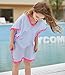MissShorthair Fashion Girls Cover-ups Swimsuit Wraps Beach Dress Top with Pompom Tassel, One Size,9 Blue