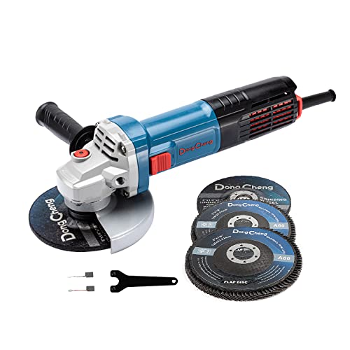 DongCheng 1100 W Winkelschleifer 125 mm, mit 2 Schleifscheiben, 2 Lamellenscheiben und 1 Hilfsgriff # DSM10-125