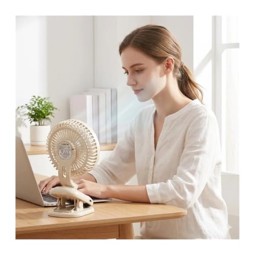 Ventilador de clip para escritorio blanco: frescura portátil recargable de 1800mAh 5