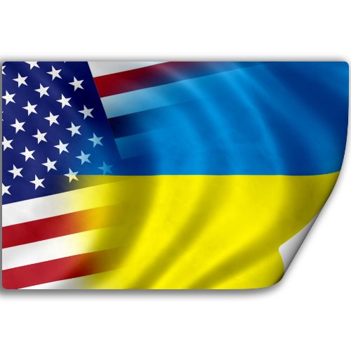 Sticker (Decal) with Flag of Ukraine and USA (Ukrainian)