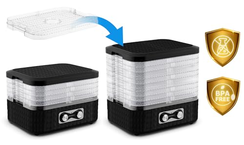 Berdsen Dörrautomat Pilztrockner Dörrgerät 5 Einlegefächer Obst Gemüse Trockner Temperaturregler 35 Bis 70 Grad 10 L Mit Umluft 24 h Timer Schwarz – Bild 4