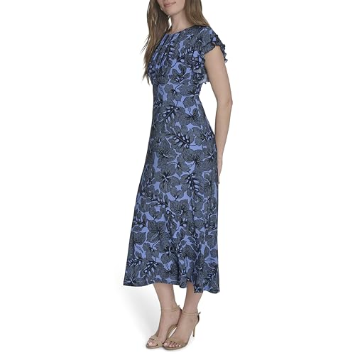 Image of Tommy Hilfiger Women's Flutter Sleeves Jersey Midi Dress
