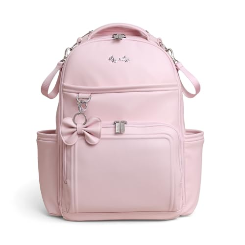 Image of Itzy Ritzy Diaper Bag Backpack – Large Capacity Boss Plus Baby Backpack Diaper Bag Featuring 19 Pockets, Changing Pad, Stroller Clips, and Comfortable Straps (Pink Ribbons & Roses)