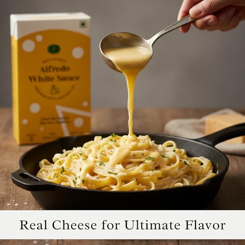 Image of Black & Green Alfredo White Sauce (200gm), Creamy & Cheesy Pasta Pizza Sauce With Avocado Oil, Keto Friendly, Preservatives Free, Gluten Free, Vegetarian, Ready To Cook Sauce