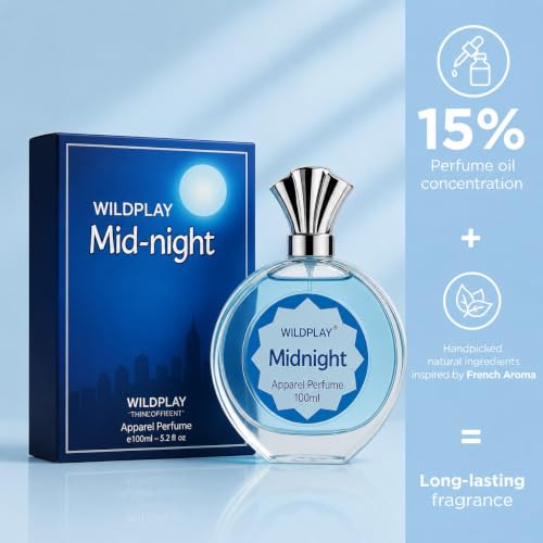 Image of Wildplay Midnight 100ml Perfume for Men & Women - Mysterious, Bold & Elegant Unisex Fragrance with Deep Floral and Woody Notes, Long-Lasting Scent, Perfect for Evening and Special Occasions