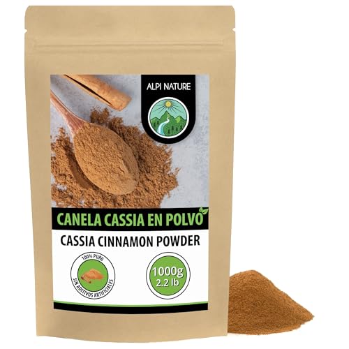 Alpi Nature Canela en Polvo 1kg, Palitos de Corteza de Casia Molida para Cocinar y Hornear