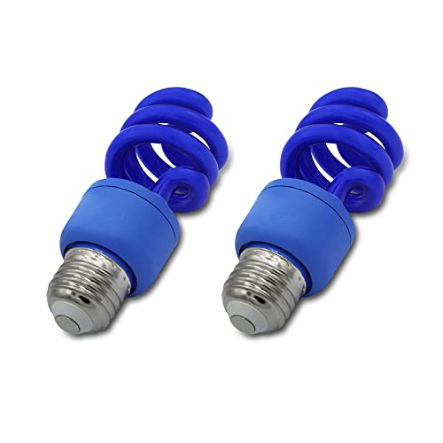 lumenivo 13W Spiral CFL Blue Fluorescent Bulb Colored Fluorescent Light Bulb for Indoor and Outdoor - E26 Medium Base Patio Coil Light Bulb - 120V - 2 Pack