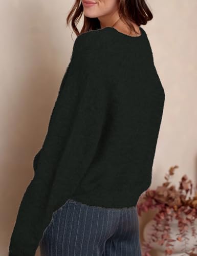 Image of Ynhonra Womens Cardigan Sweater Front Button Loose Y2k Long Sleeve Crewneck | Lightweight Knit Ribbed Hem
