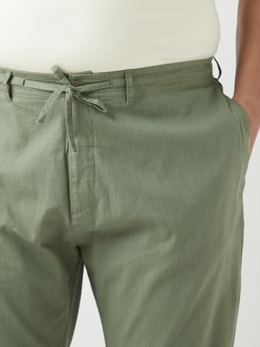 Image of Bewakoof Men's Mid Rise Solid Regular Fit Pure Cotton Plus Size Pant