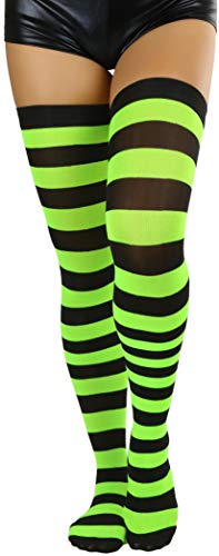 Image of ToBeInStyle Women's Vibrant Horizontal Wide Striped Thigh High Stockings