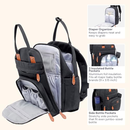 image for BabbleRoo Diaper Bag Backpack - Baby Essentials Travel Tote - Multi Fu