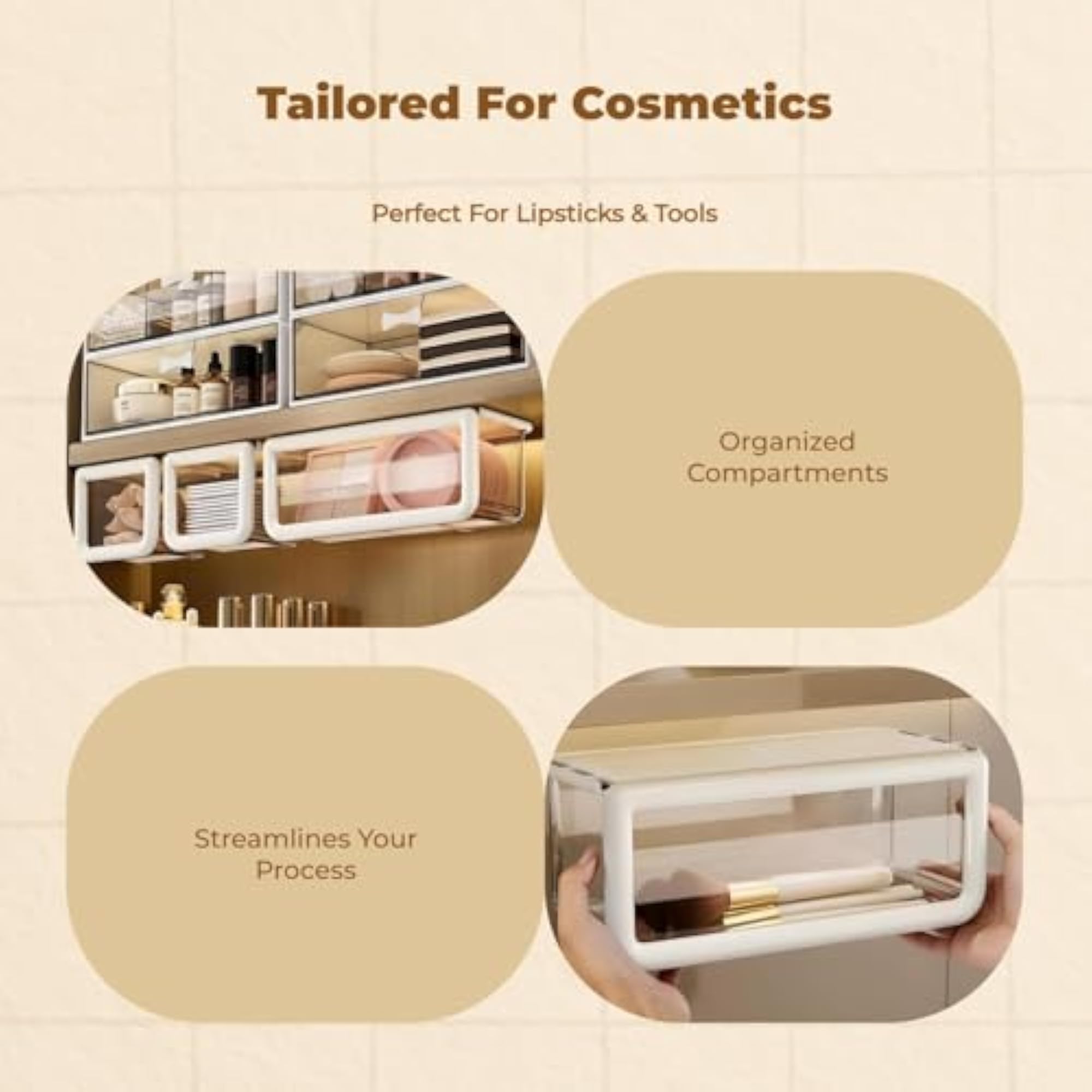 Mirror Cabinet Organizer, Drawer Design Makeup Storage