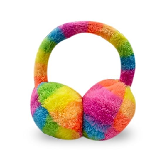 Happy Shopping -rainbow muffs for Boy Girl Winter Earmuffs Outdoor Wear Soft Faux Fur Plush Ear Warmer raibow Design Windproof Woolen Warm Ear Muff Men & Women. (multi color)-image-31