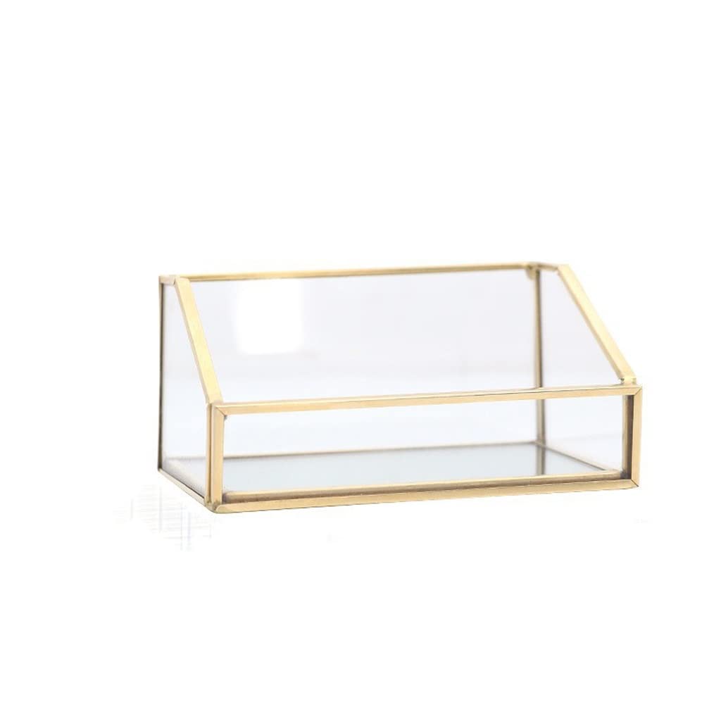 MOBYGKFY Desktop Business Card Case Holder Metal Brass Personality