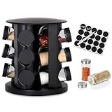 Porta Tempero Mantimentos Giratório Cozinha Inox 12 Potes (BLACK)
