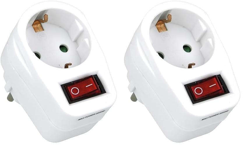 Amig - Ladrón de Enchufes Tipo Schuko de 1 Vía Mod.3213 con Toma de Tierra para Conectar Aparatos Eléctricos | Adaptador de Pared con Interruptor | Voltaje Máx: 250 V | Amperaje Máx: 10/16 A