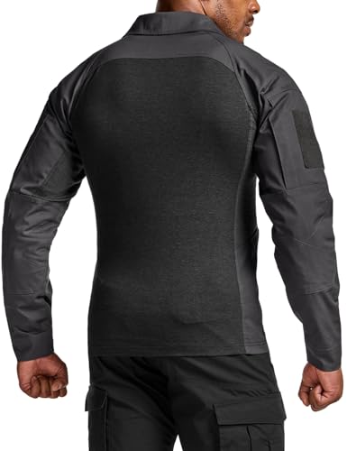 Image of CQR Men's Tactical Combat Shirt, 1 /4 Zip Long Sleeve Breathable Military BDU Training Top for Shooting, Hunting, Range Use