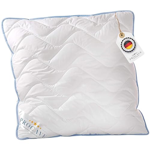 PROCAVE TopCool Kopfkissen Kochfest 80x80 cm, Qualitäts-Stepp-Kissen, Atmungsaktives Allergiker-Kissen, Winter- und Sommer-Variante 100% aus Deutschland
