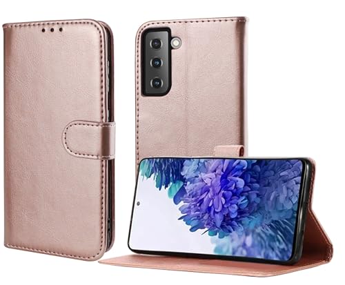 Fia Direct For Samsung Galaxy S7 Case - Premium Leather Folio Flip Cover | RFID-Technology | Kickstand | Money and Card Holder Wallet | Rose Gold