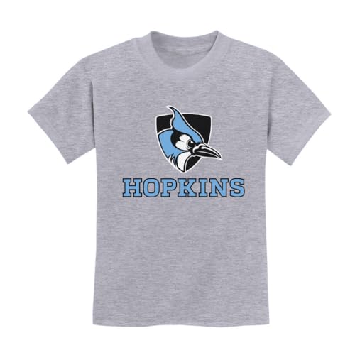 NCAA Officially Licensed Apparel Johns Hopkins University Blue Jays Logo Youth Kids T-Shirt Hopkins04K Gray X-Large