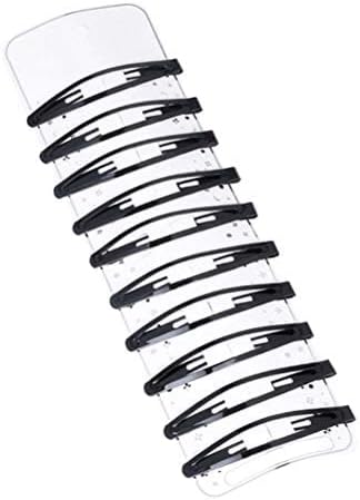 10pcs 6cm Black Snap Hair Clips Simple Oval Metal Barrettes for Girls