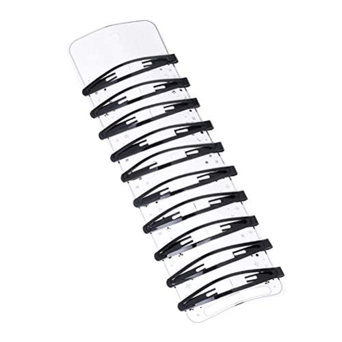 10Pcs 6Cm Black Snap Hair Clips Simple Oval Metal Barrettes For Girls #TOP17