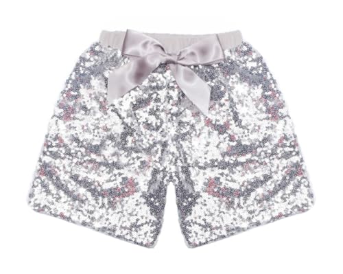 Symunnia Toddler Baby Girl Sparkle Sequin Bloomers Shorts Kids Girls Cute Summer High Waist Glitter Clubwear Dance Shorts(5T Sliver)