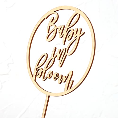 Baby In Bloom Wooden Cake Topper - Baby Shower Collection Cake Topper,Gender Reveal Cake Topper, Baby Shower Circle Frame Cake Topper (Baby In Bloom) #TOP6
