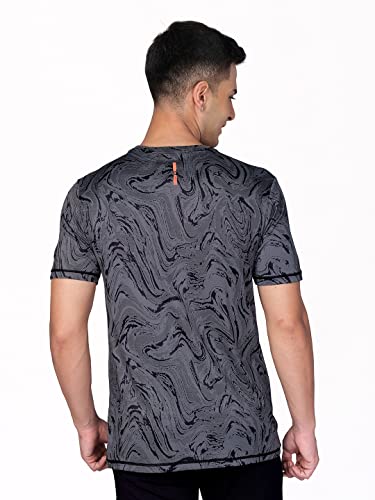 Image of TECHNOSPORT Men Polyester Regular Fit Half Sleeve Jacquard T-Shirt with Double Cool, Quick Dry & Anti Microbial for Sports, Running & Casual Use