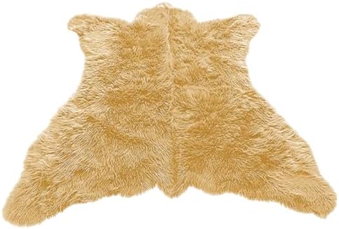 Fur Accents Cute, Bear Skin Accent Rug, Chubby Bear Design Throw Rug. Realistic, Thick Fur, Suede Lined, Washable, Handmade in America Tan, 2x4