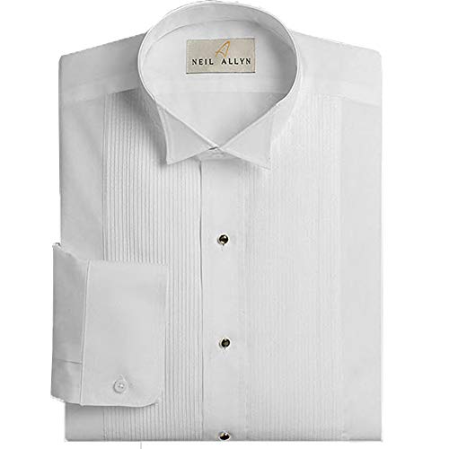Neil Allyn Men's Tuxedo Shirt Wing Collar 1/8 Inch Pleat (18-18.5