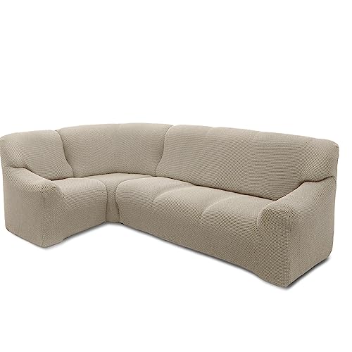 SofaCamaleon® – Funda para Rinconera Elástica de Calidad | Súper Ajustable | Cómoda | Cubre Sofá Rinconera | Lavable a 30°C | Fácil de Instalar | Tacto Agradable | Sofá Esquinero | Helena Beis
