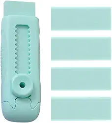 Conjunto de borrachas verdes macias 4+1, borracha retrátil deslizante com 4 refis de borracha para remoção precisa de marcas de lápis