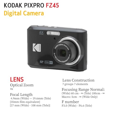 KODAK PIXPRO FZ45 16MP Digital Camera with 4X Optical Zoom 27mm Wide Angle and 2.7" LCD Screen Bundle with 32GB SD Memory Card, AA Batteries (4 Pack), Lens Cleaning Cloth (Black) - image 6