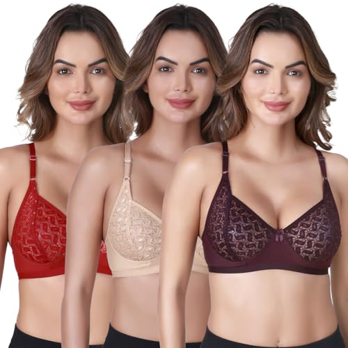 Image of SKDREAMS Naina Net Seamed Non Padded Full Coverage Non-Wired Women Full Coverage Bra