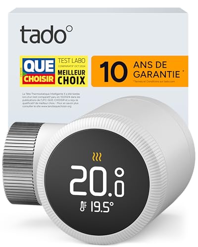 tado° Smart Thermostat X, commande du radiateur via l’application et l’enceinte connectée (Alexa, Siri, Google Assistant), installation DIY, pas compatible avec tado° V3+