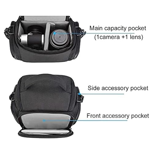 CADeN Compact Camera Shoulder Crossbody Bag Case Compatible for Nikon, Canon, Sony SLR/DSLR Mirrorless Cameras and Lenses Waterproof(1.0 S, Black) - Image 6