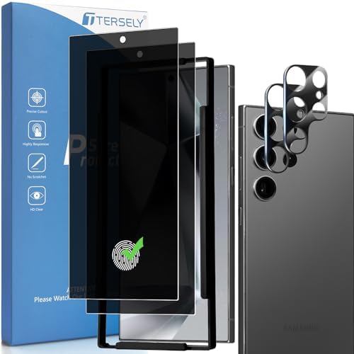 T Tersely [2+2 Pack] 9H Tempered Glass Privacy Screen Protector for Samsung Galaxy S24 Ultra 5G