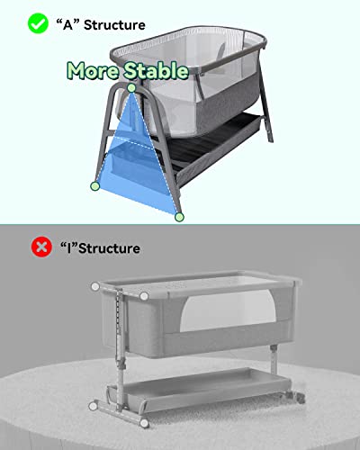 Babyboat Bassinet Bedside Sleeper With 360° All Air Mesh, Bedside Crib With Storage Basket, Cozy Adjustable Portable Bassinets For Safe Co-Sleeping, Baby Crib For Infant/Newborn #TOP4