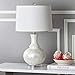 SAFAVIEH Lighting Collection Shelley Coastal White Capiz Shell Gourd 25-inch Bedroom Living Room Home Office Desk Nightstand Table Lamp Set of 2 (LED Bulbs Included)