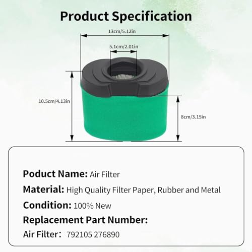 HUAWELL 792105 Air Filter for 792105 276890 4163205 4163206 44H777 44M777 44P777 LA165 D160 D170 Z245 Lawn Mower Air Filter with Pre Filter(6 Pack)