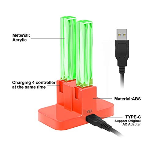 Image of FASTSNAIL Switch Controller Charger for Nintendo Switch for JoyCons - Red | 4-in-1 Switch Controllers Charging Dock Station, Fast Charger Stand for Joycon 1 Accessories, LED Indicator, Charging Cable